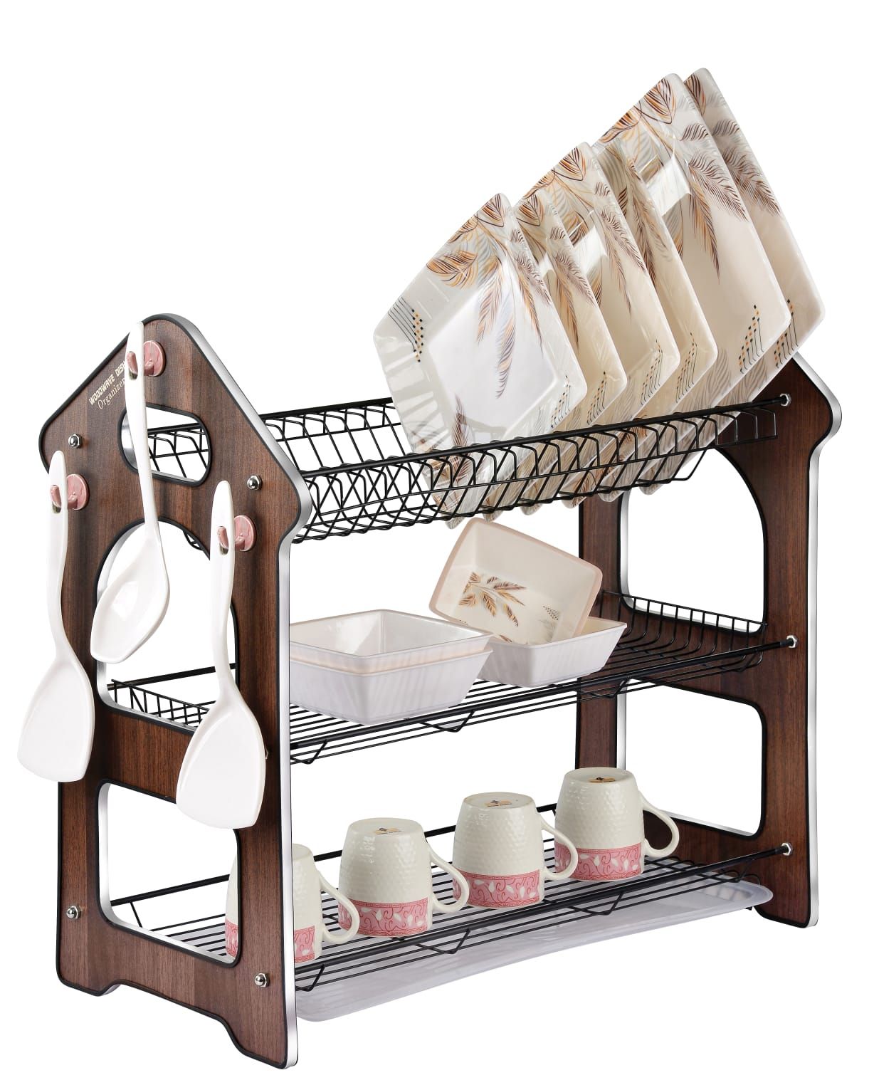 3 Layer Dish Rack with Water Drainer | Daraz.pk