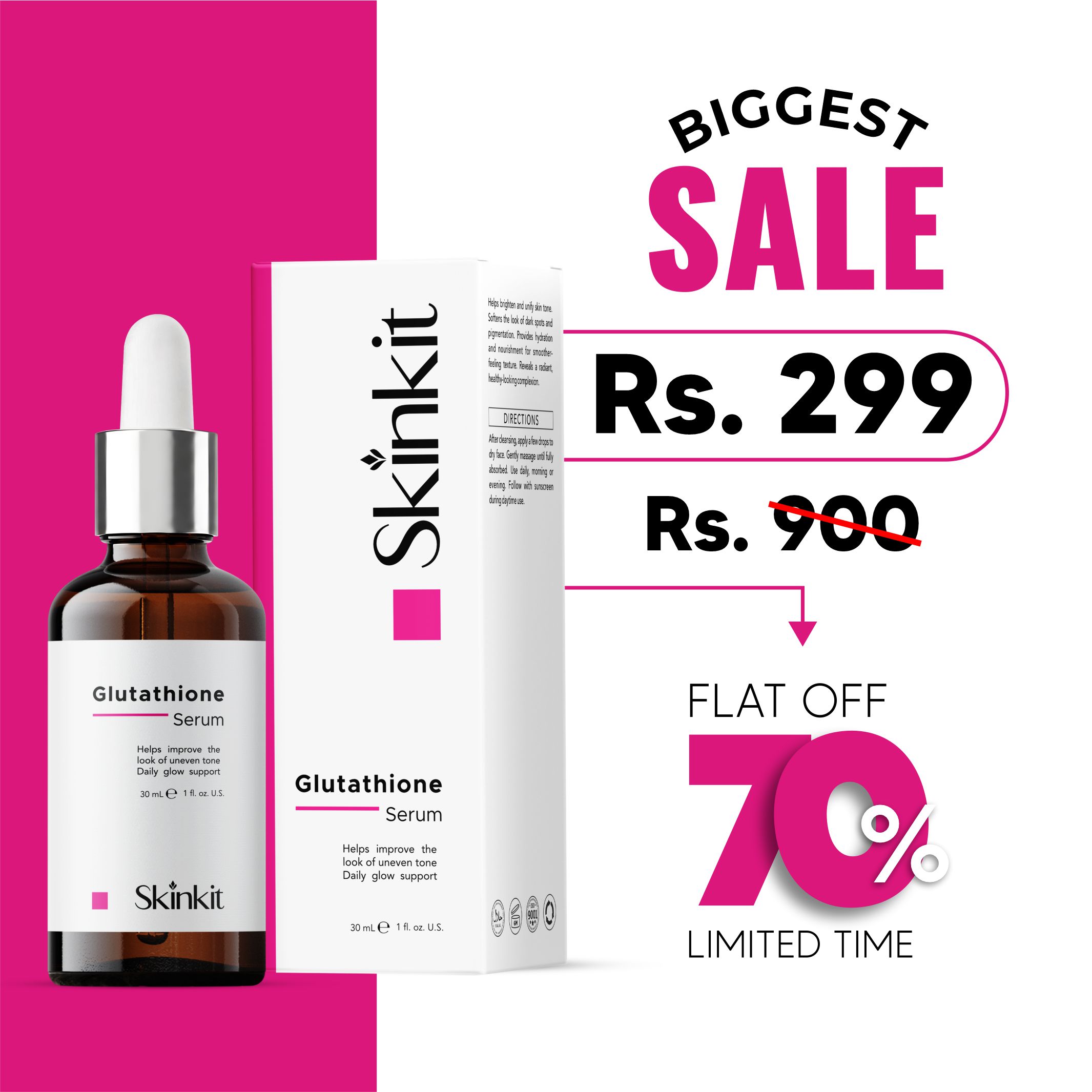 Skinkit Gluta Radiance Serum with Alpha Arbutin & Niacinamide | Brightening, Dark Spot & Pigmentation Serum | Hydrating & Anti-Aging Face Serum for Men & Women | Skin Glow Skincare Pakistan