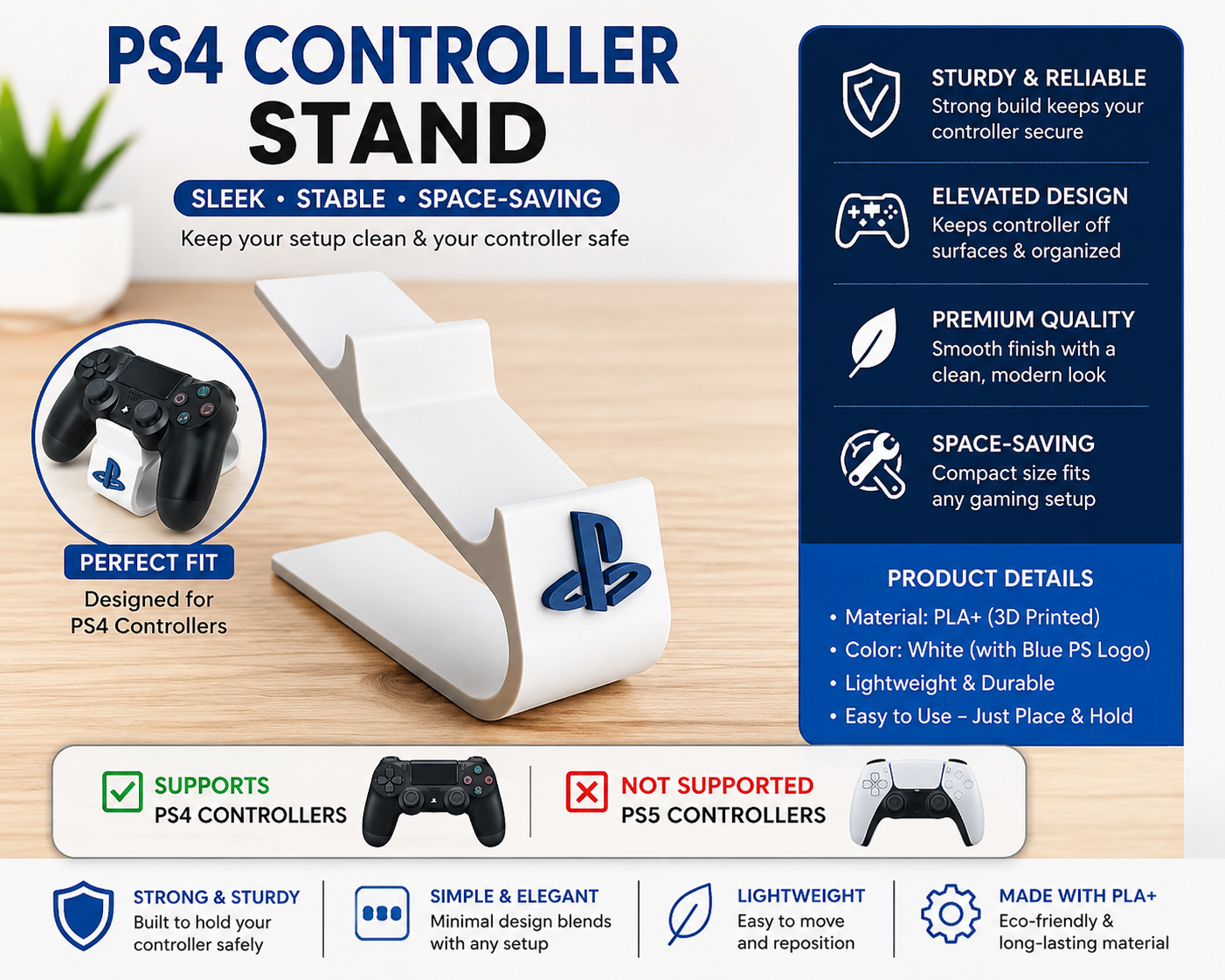 PS5 / Nintendo Switch & Xbox Controller Stand | Controller Holder with Logo | Gaming Display Stand | Dual Stand