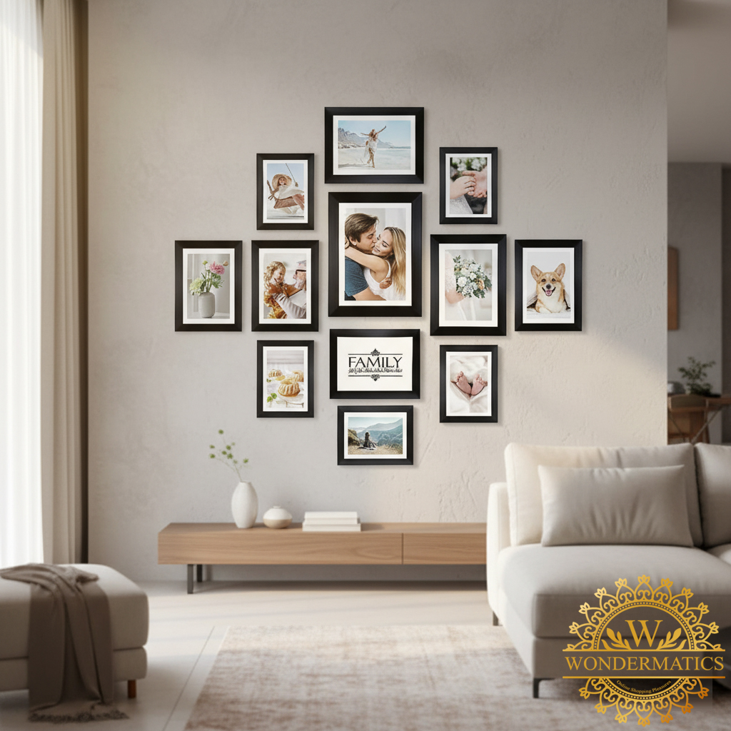 Photo Frames Set 12pcs – Black Picture Frames for Wall & Table | Multi-Size Gallery Wall Frame Set | Modern Home Décor Collage Frames | Lightweight, Durable & Easy to Hang – Perfect for Living Room, Bedroom & Office Display