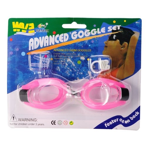 Swimming Goggles Eyes Protector w/ Earplugs Nose Clip