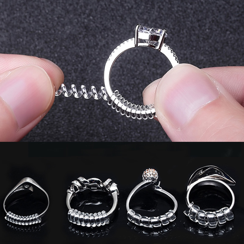4 Sizes Transparent Invisible Ring Size Adjuster -Tightener Spiral Resizing Tool -Accessories Based Ring Jewelry Kit