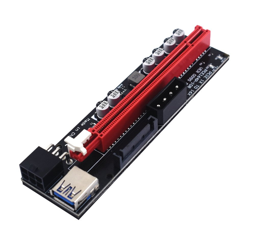 009s Plus Riser Card PCI-E 1x 16x PCIE Graphic Card With 3 power options 6Pin + 4Pin + SATA Power