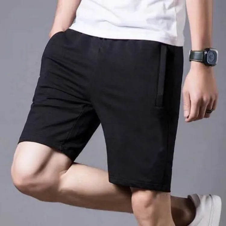 Logo Printed Black Terry Fabric Summer Short for Men & Boys