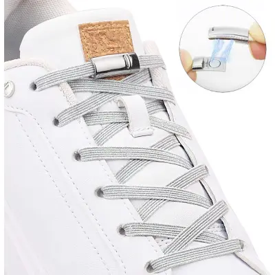 1 Pair Elastic Shoelaces Flat Snap Lock Shoe Laces Without Ties Easy To  Install Quick To