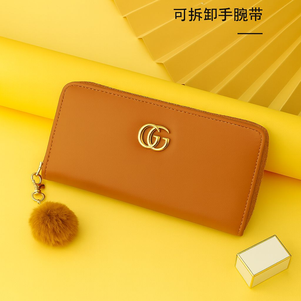 Premium Women’s Fashion Wallet – Multi-Color PU Leather Long Purse with Zipper & Charm