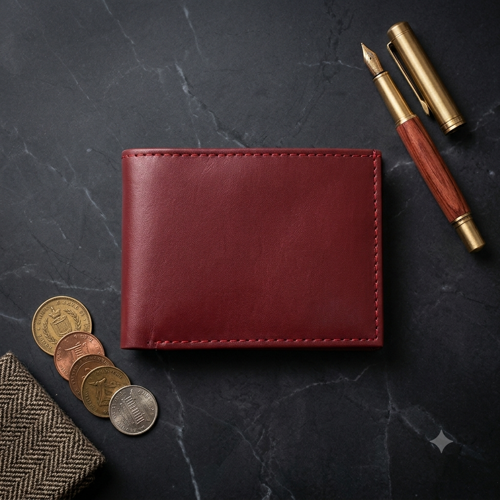 100% Genuine Pure Cow Leather Wallet for Men – Premium Bi-Fold Leather Wallet with Card Holder, Cash Pocket, ID Window, Slim Luxury Men's Wallet for Business, Travel & Daily Use