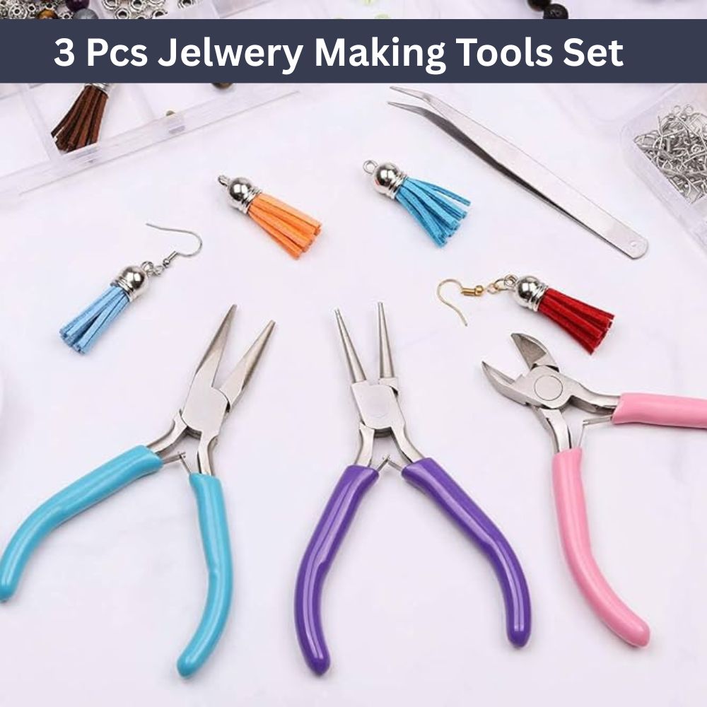 3 Pcs Set Jewelry Making Tools Pliers Cutter Nose Plier Chain Plier Side Cutter Bracelet Making General Crafts Tools Jewellery Tools & Equipments Arts & Crafts Tools Cutter Beading Tools Diy Arts & Craft Tools for Bracelet making b SAMS Arts & Crafts