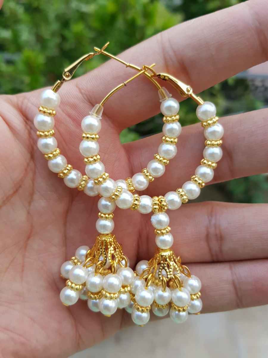 High Quality Delicate long Classy Tassel Pearls Jhumka Trendy Earring