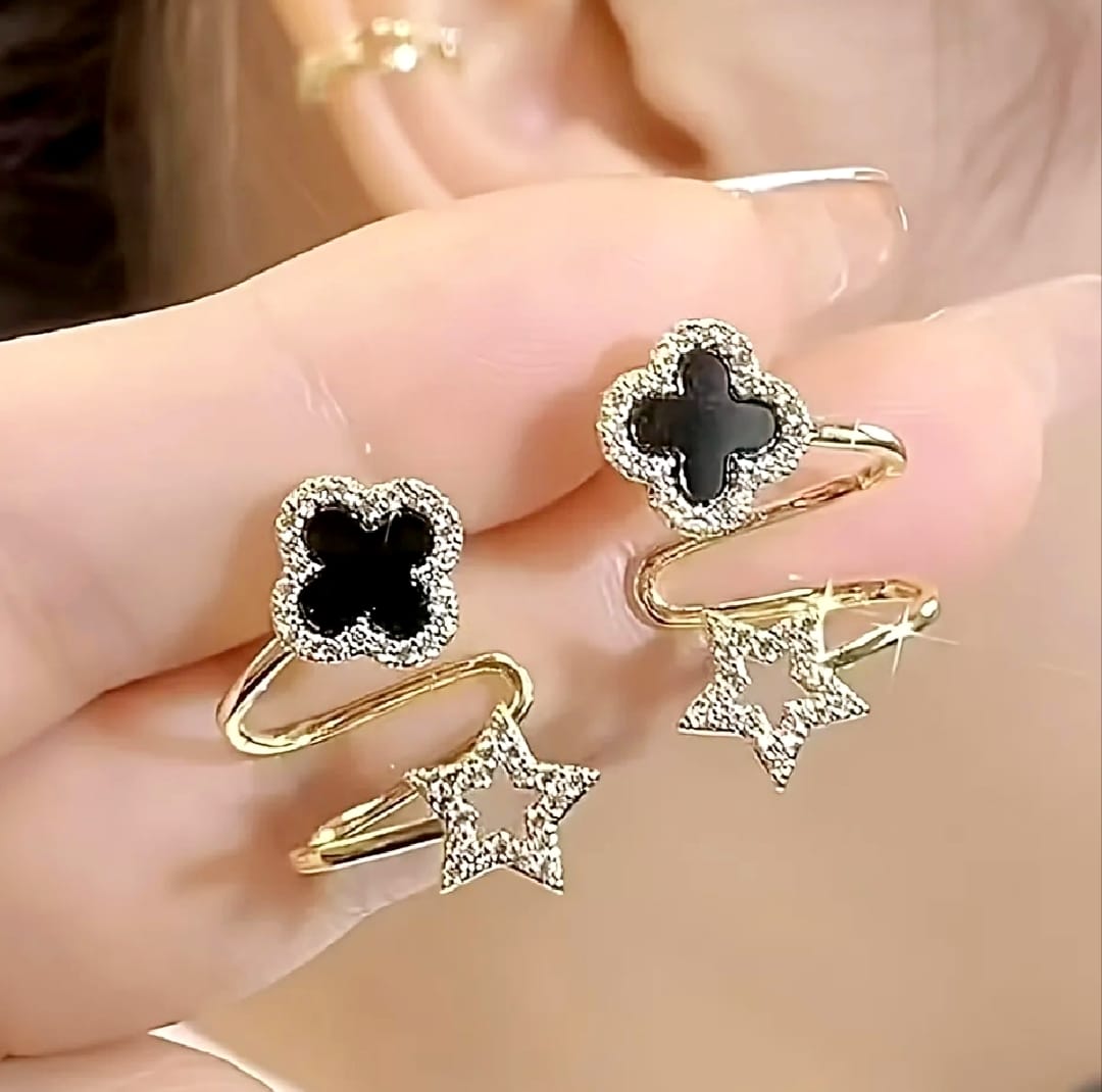 1 pair Flower Leaf Stud Ear Cuff Clip On Earings For Girls Stylish Ear Rings New jewellery for girls