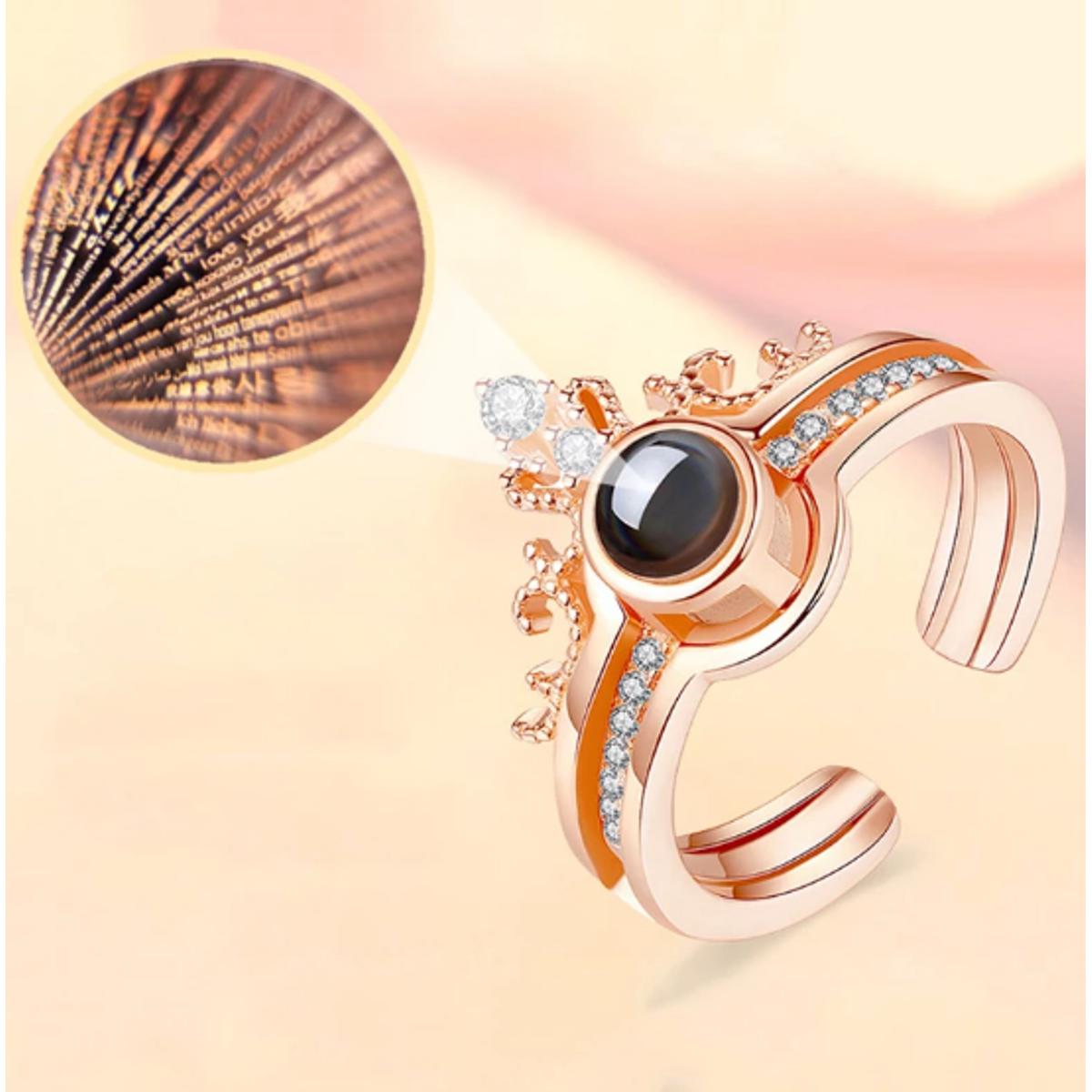 Love Ring for Girls I Love You 100 Languages Luxury Female Bridal Wedding Ring Set Fashion Projection Ring Love Romantic Memory Lovers Ring
