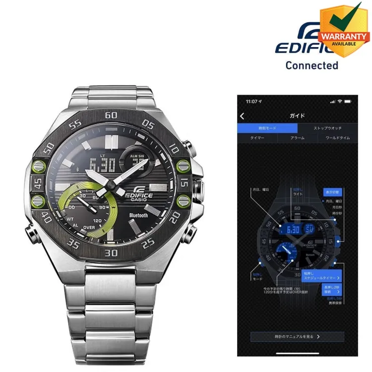 Casio Edifice - ECB-10DB-1ADF - Stainless Steel Wrist Watch for Men -  Bluetooth - Smart Phone Link