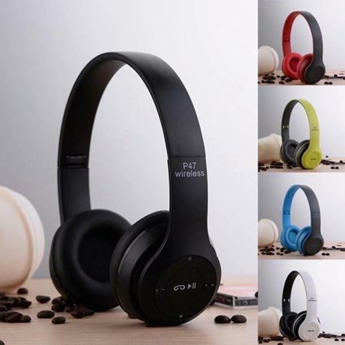 P47 Wireless Headphones Bluetooth Stereo Head phones Foldable Headset with Mic Wireless Built-in Mic (Black-Red-White-Blue)