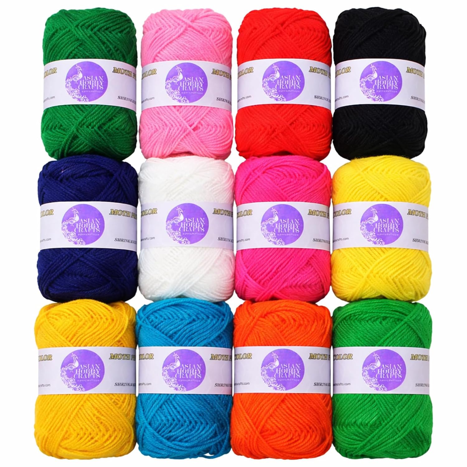 Multicolor Wool Yarn Set for Knitting & Crochet, 12 Rolls x 12g Soft Woolen Yarn Thread, Beginner Friendly, DIY Crafts, Amigurumi, Hand Knitting, Crochet Projects, Embroidery, Toys, Garments, Flowers, Hobby Projects, Home Decor