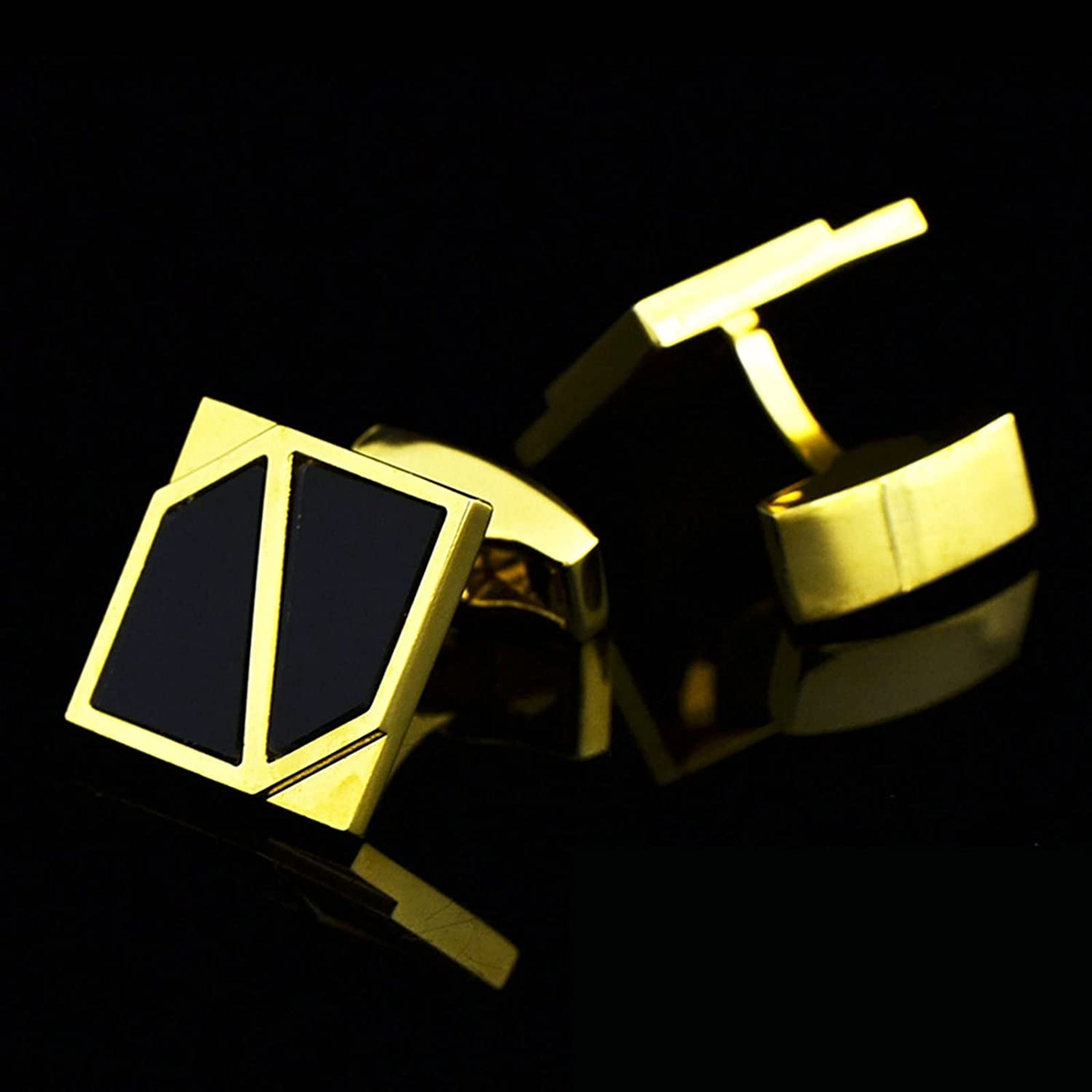 Cufflinks for Men | Premium Golden Black & Silver Cufflinks | Elegant Formal Shirt Cuff Links | Wedding Groom, Business & Party Wear | Best Gift for Men | Box Included