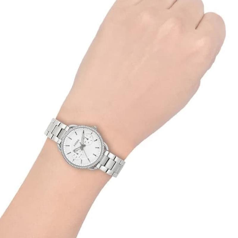 Fossil Tailor White Dial Silver Stainless Steel Watch For Women ES