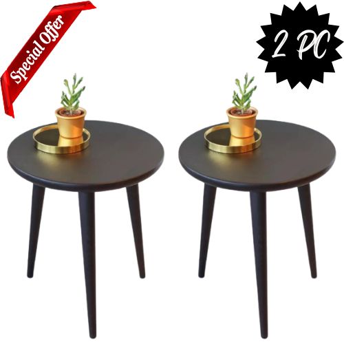 HomeBliss Curved Foldable Side Table, Coffee table (16 Inches Top & 20.5 Inches Height ) with Solid Wooden legs (Customize)