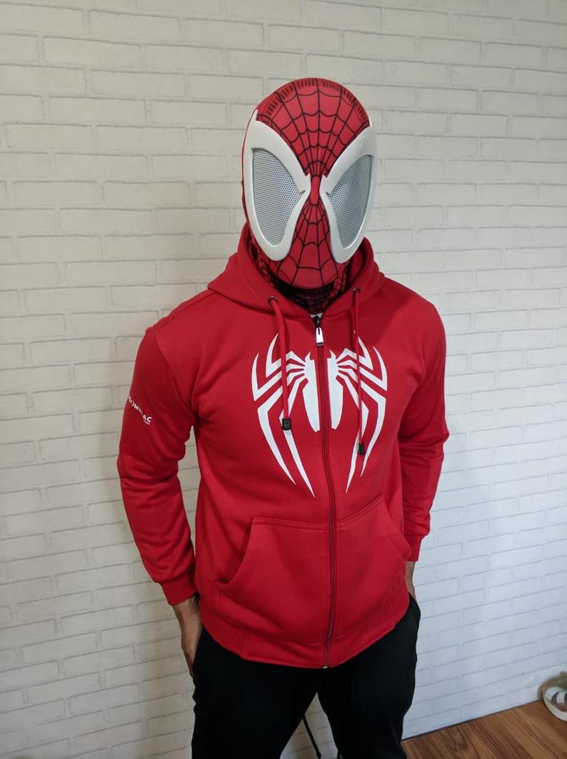 Spiderman Hoodie Zips Over Face