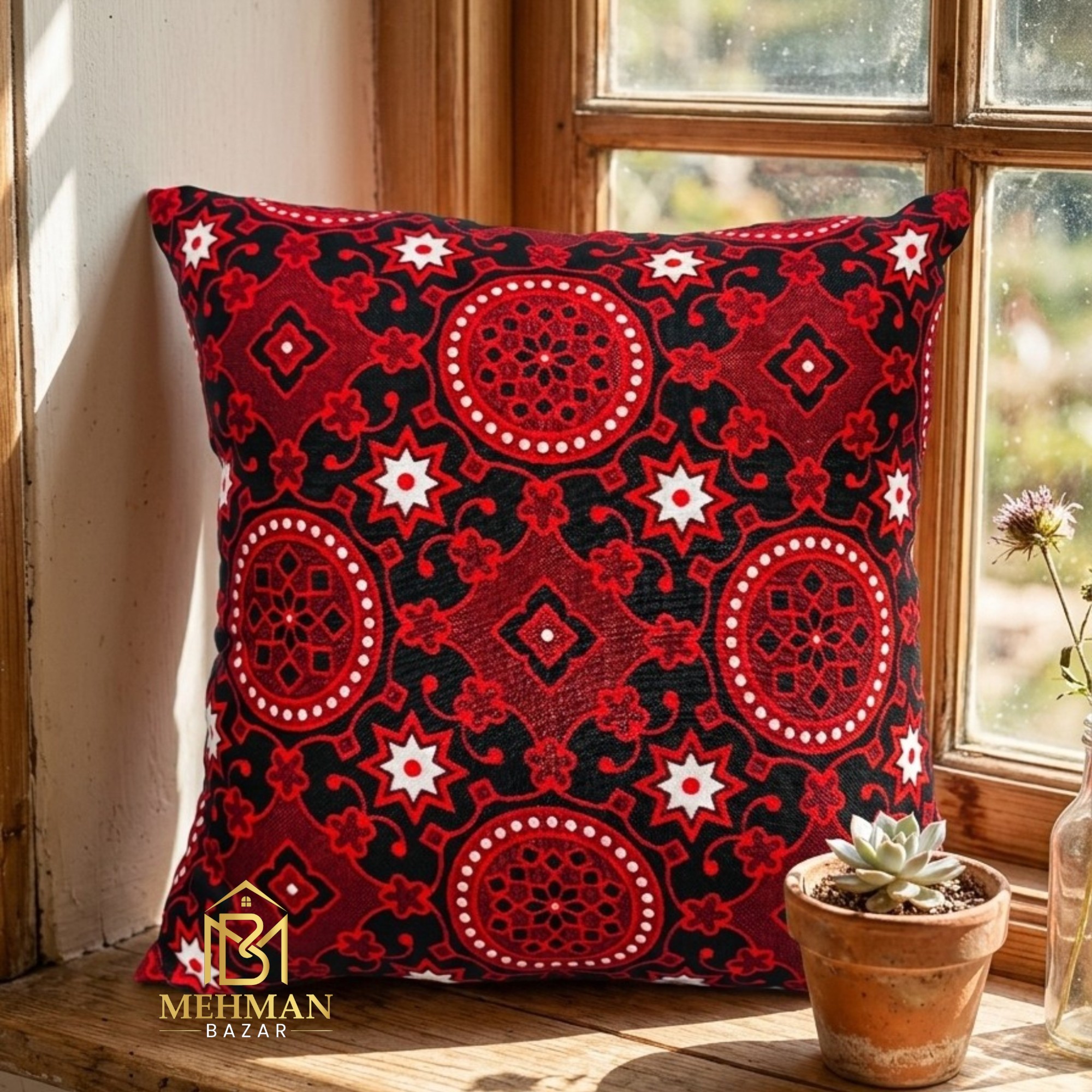 16" x 16" Digital Print Luxury Cushion Cover Front: Digital Print Back: Silk with Zip .Decorative Home Decoration Cushion Covers Sofa Cushion Covers Sitting Cushion Covers By Mehman Bazar