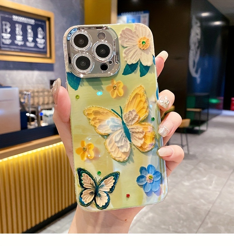 Floral 3D Gem Work Smartphone Case for XR, 11, 12, 13, 14, 15 16 Models