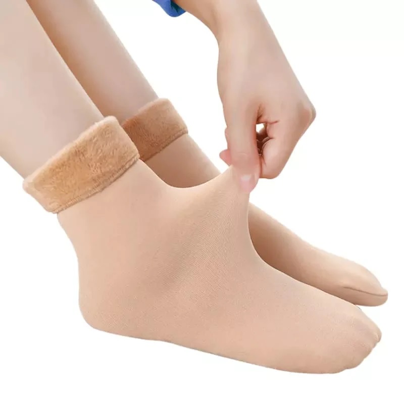 Women Winter Snow Boots Socks Warm Thermal Thicken Fleece Soft Cosy Socks Lady Solid Color Home Snow Boots Floor Sock
