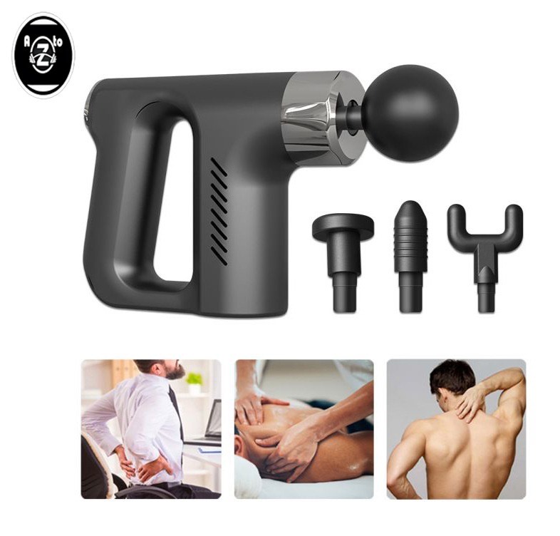 Deep Tissue fascial massager with 4 massage Muscle Massage Gun, Mini Fascia Massag ortable Rechargeable Massage for Muscle Relaxation/ High-frequency Vibration/ Fascia/ Gun Hot Compress 12 Gears Low Noise Muscle Relaxation Vibration Massager