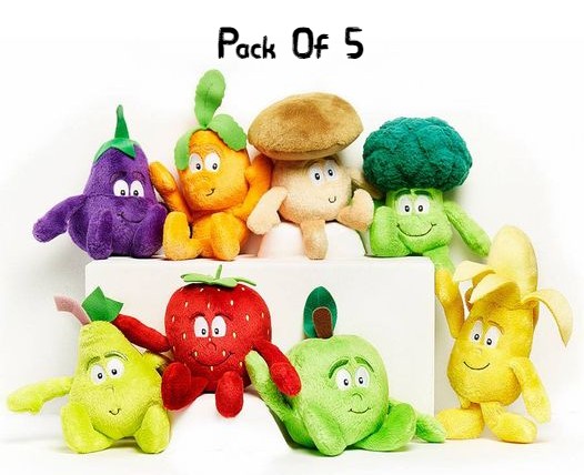 Goodness Gang Mini Fruit & Vegetable Plush Toys 5 Inches - Soft Cuddly Stuffed Food Doll for Kids Learning | Cute Early Educational Preschool Fruits Soft Toy Gift