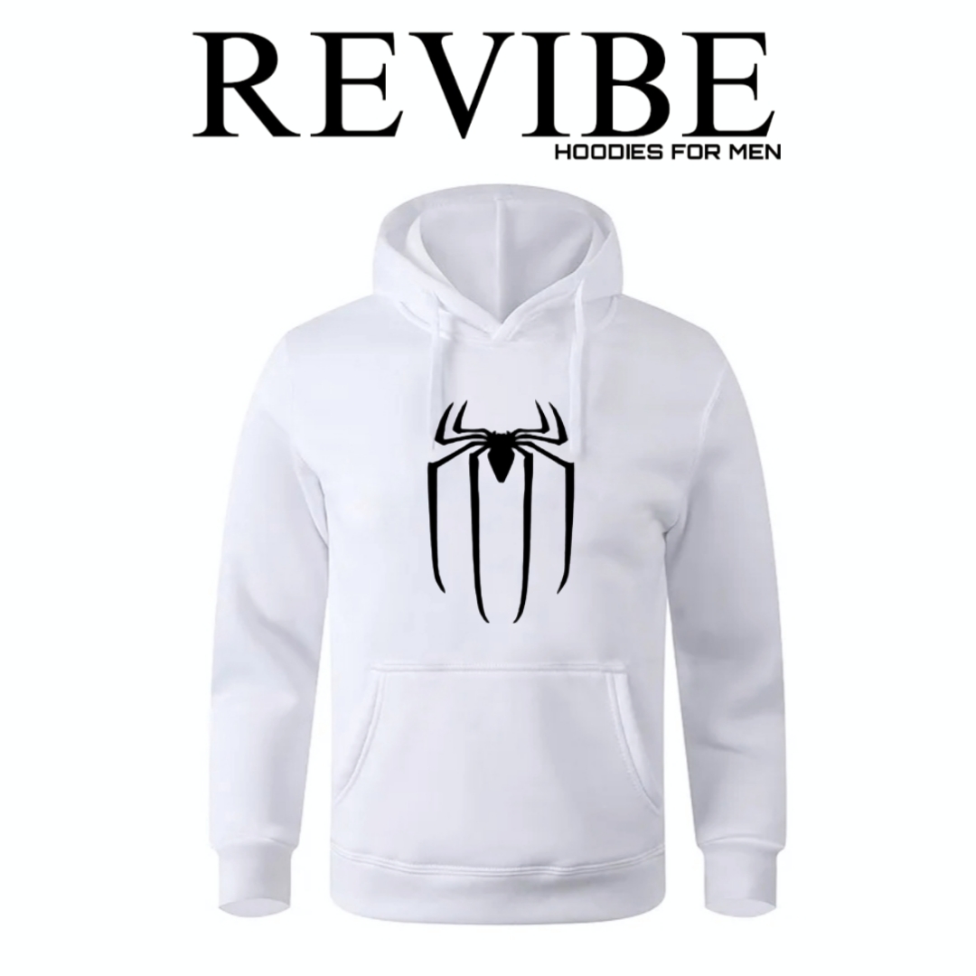 REVIBE - White Spider Printed Hoodies For Men