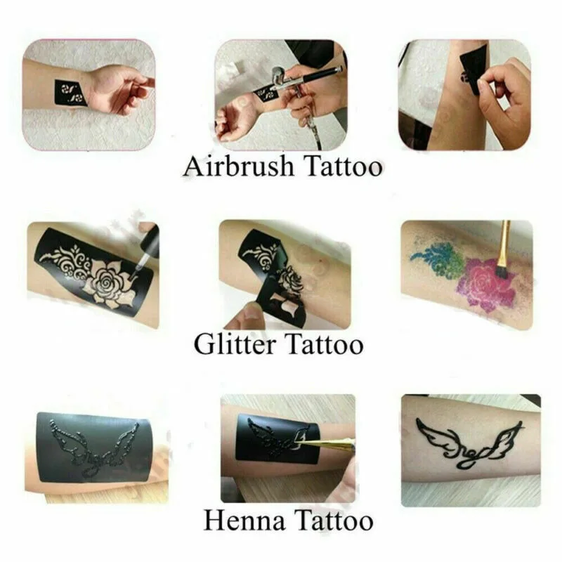 12 Designs for Eid Beautiful Arabic Henna Mehndi Design Bridle Mehandi Stylish Mehendi Stencils Stickers Full Sheet