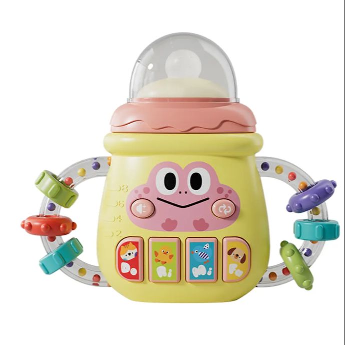 Baby Musical Learning Bottle Toy with Lights and Sounds Rattle Teether Handle Educational Activity Toy for Infants and Toddlers 11.5cm