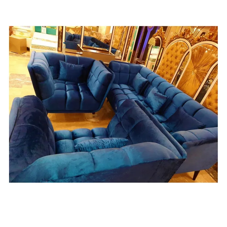 Velvet Furnished 5 Seated Sofa Set