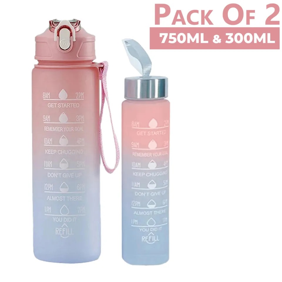 3pcs | 2pcs Motivational Water Bottle With Straw | 2L Gradient Color Drinking Water Bottle