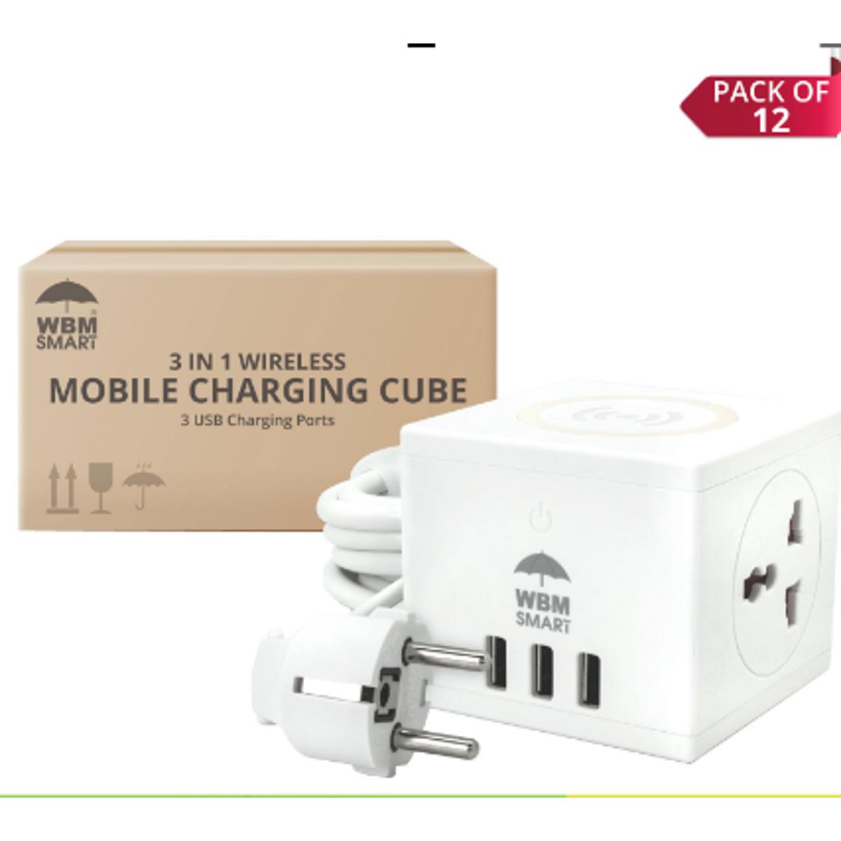 WBM Smart 3-in-1 Wireless Charging Cube Power Strip
