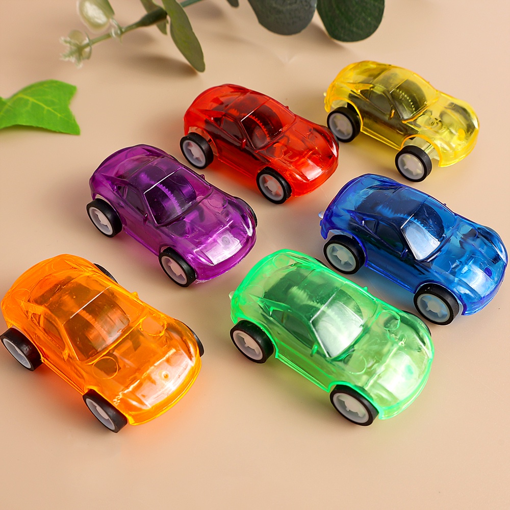 Mini Creative Pull Back Transparent Fast Cars Model Plastic Wind Up Toy