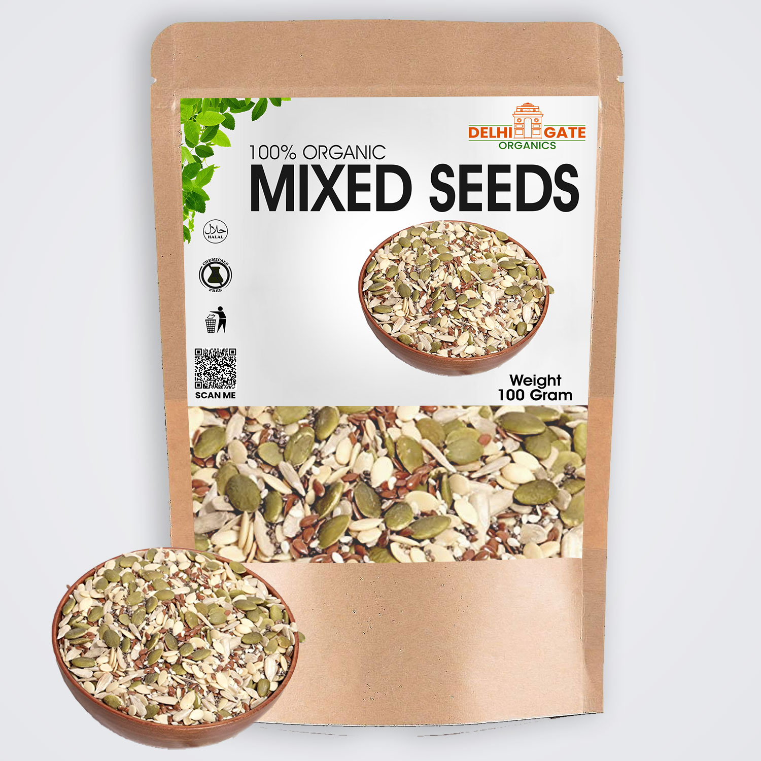 Mixed Seeds – Pumpkin, Sunflower, Flax & Sesame Seeds | High Protein & Fiber Superfood Mix for Weight Loss, Energy & Heart Health – 100 g | Delhi Gate Organics