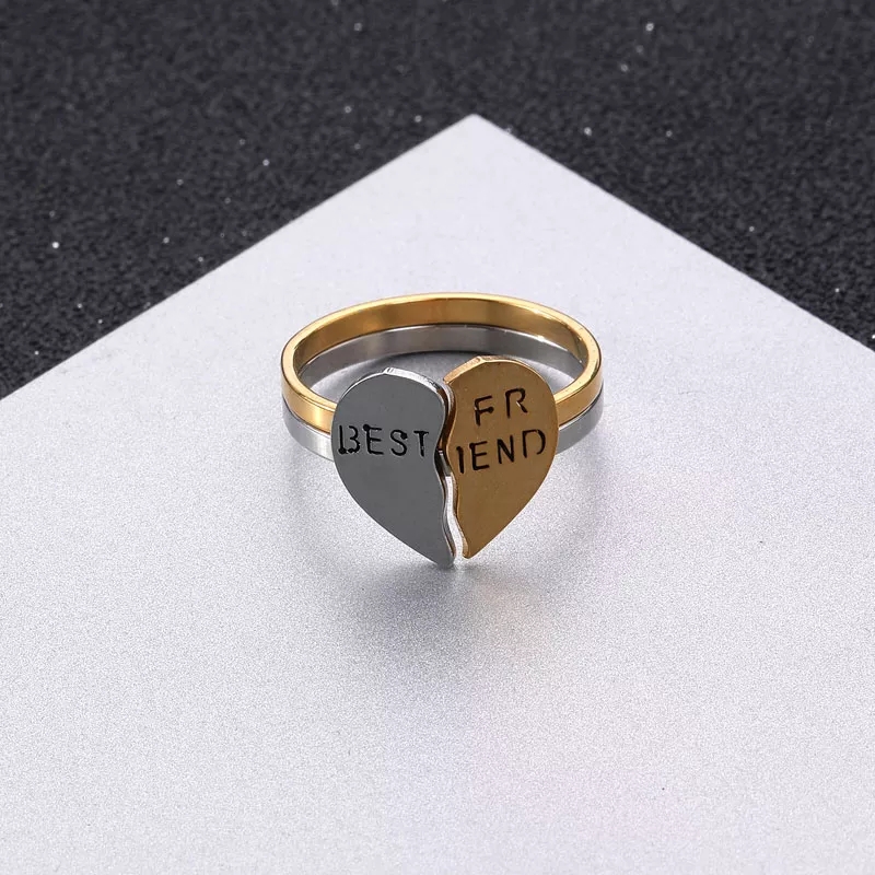 Heart Shape Love Couple Ring Forever Love Best Friend Promise Engagement Rings For Lover Stainless Steel Rings