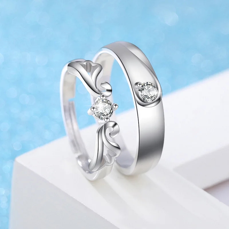 Mani Jewelry Couple Rings Adjustable Wedding Jewelry For Women Men Romantic Promise Wedding Anniversary Jewelry Gift