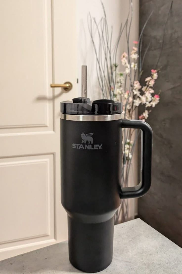 Stanley Style Tumbler With Handle & Straw – Premium Stainless Steel Travel Mug for Hot & Cold Drinks Outdoor Hydration Water Bottle