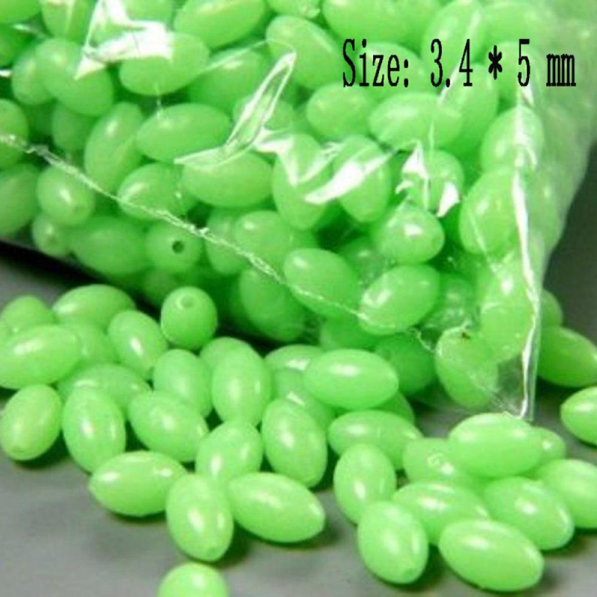 100pcs Glow Beads Hard Plastic Luminous Fishing Beads Green White