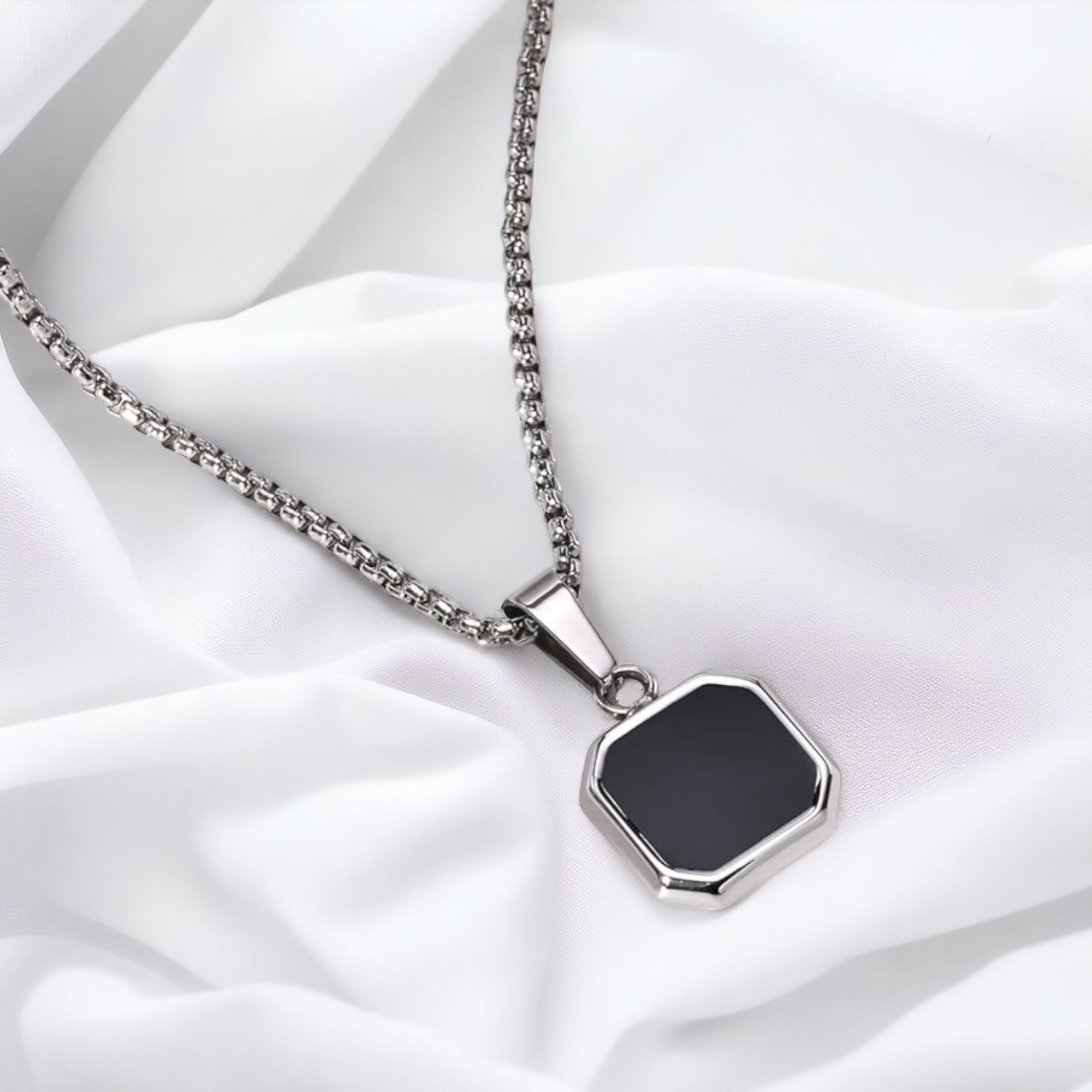 "Stainless Steel Cube, Rectangle & Square Neck Chains: Modern Accessories for Boys & Girls - Elevate Your Style!"