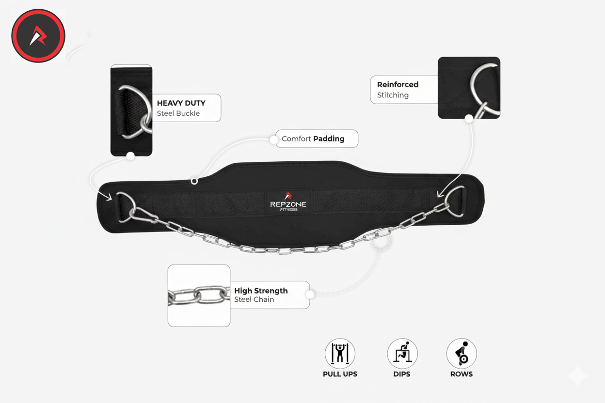 Gym Dip Belt with Chain Belt Gym Belt Weight Lifting Belt Gym bodybuilding Training Neoprene Exercise Fitness Workout Double Back Support chain belt lifting belt dip belt gym belt
