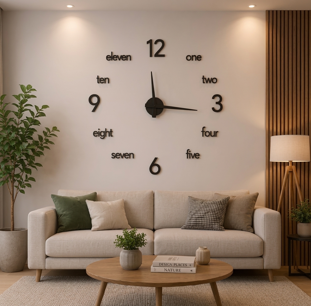 Wall Clock 3D 24 inch Wooden Watch DIY Design Decoration Numeral Quartz For Home Decor Living Room And Offices And For Gifts