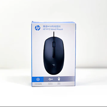 HP M10 Ergonomic Wired USB Mouse - High-Resolution Optical Sensor, Plug-and-Play, Black