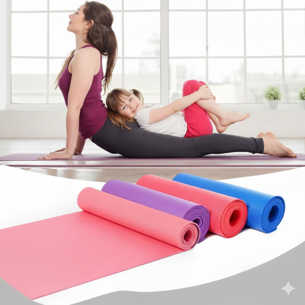 Yoga Mat 6mm PVC Non-Slip Exercise Mat for Gym, Fitness & Home Workout