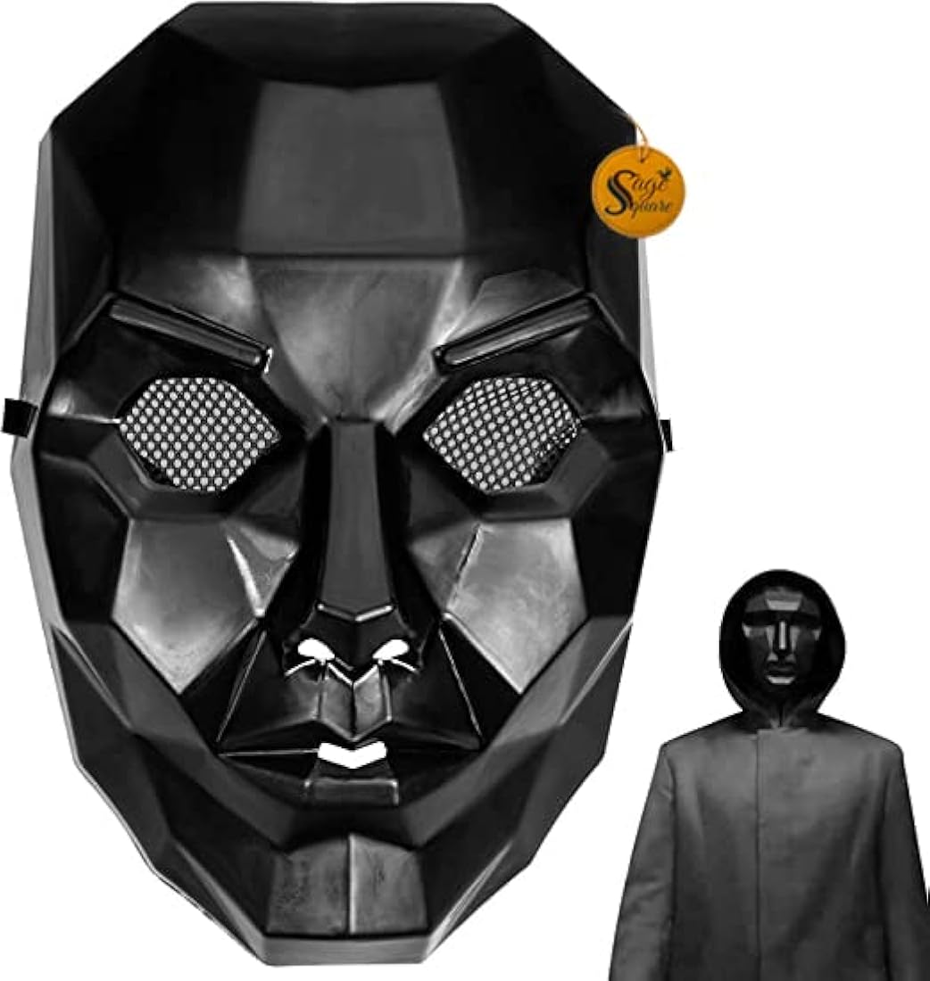 The Squid Game Cosplay MaskSquid TV Show Halloween Costume Mask Square Triangle Circle Front Man (Front Man)Halloween Game Mask, Carnival Mask, Game Mask, Black Mask, Halloween Cosplay, Gadget, Man Mask, Circle, Triangle and Square, One Size Fits All for