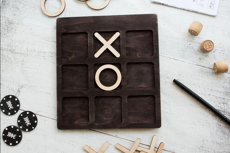 Wooden tic tac Toe Game Super Fun-Board Game Best Educational Toy For Family