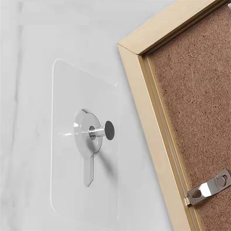 2/6pcs Strong Adhesive Nails Wall Poster Seamless Wall Hook Waterproof Durable Transparent for Kitchen Bathroom Screw Hook Hanger Picture Photo Frame Painting Self Adhesive Wall Screw Sticker PVC