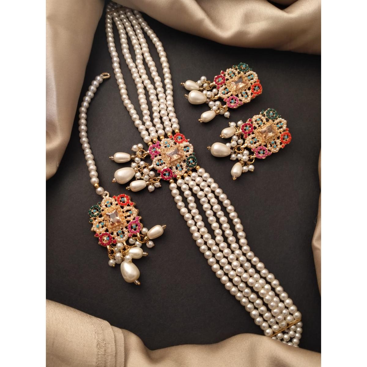 Set Bridal   Multi Pearl with tika 7861