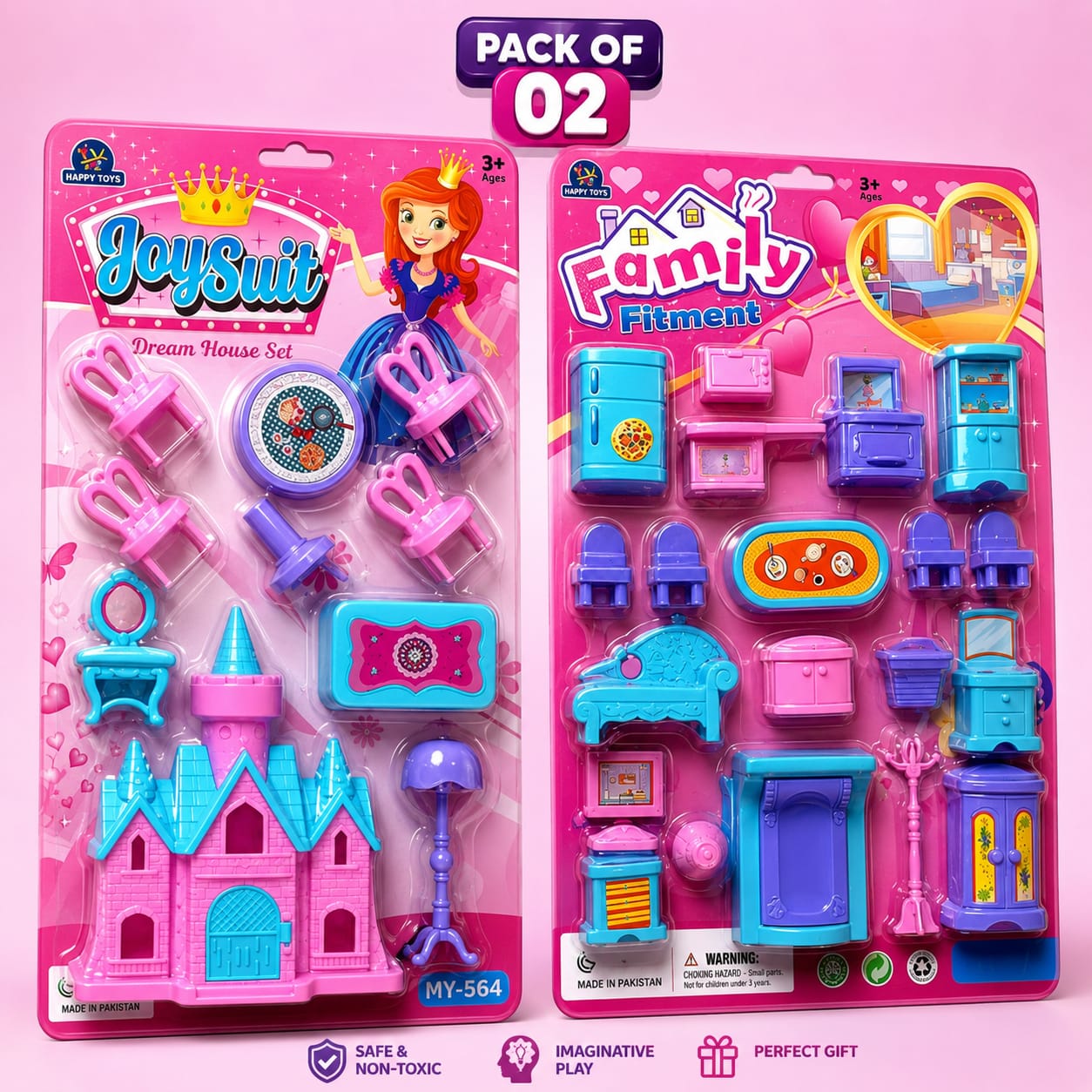 10 Piece Barbie doll House with Table and chairs set colourful girls kids toys