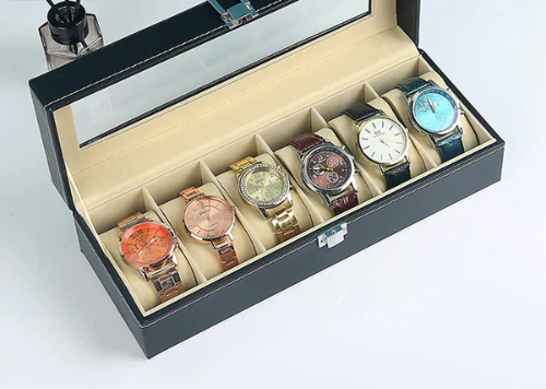 6 Grids Watch Box PU Leather Watch Case Holder Organizer Storage Box for Watches Display Best Gift Sams traders wholesale